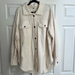 Free People Cream Button-Up Women's Shacket